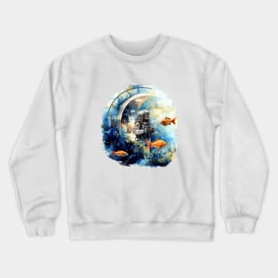 Space Explorer with Swimming Fish Crewneck Sweatshirt